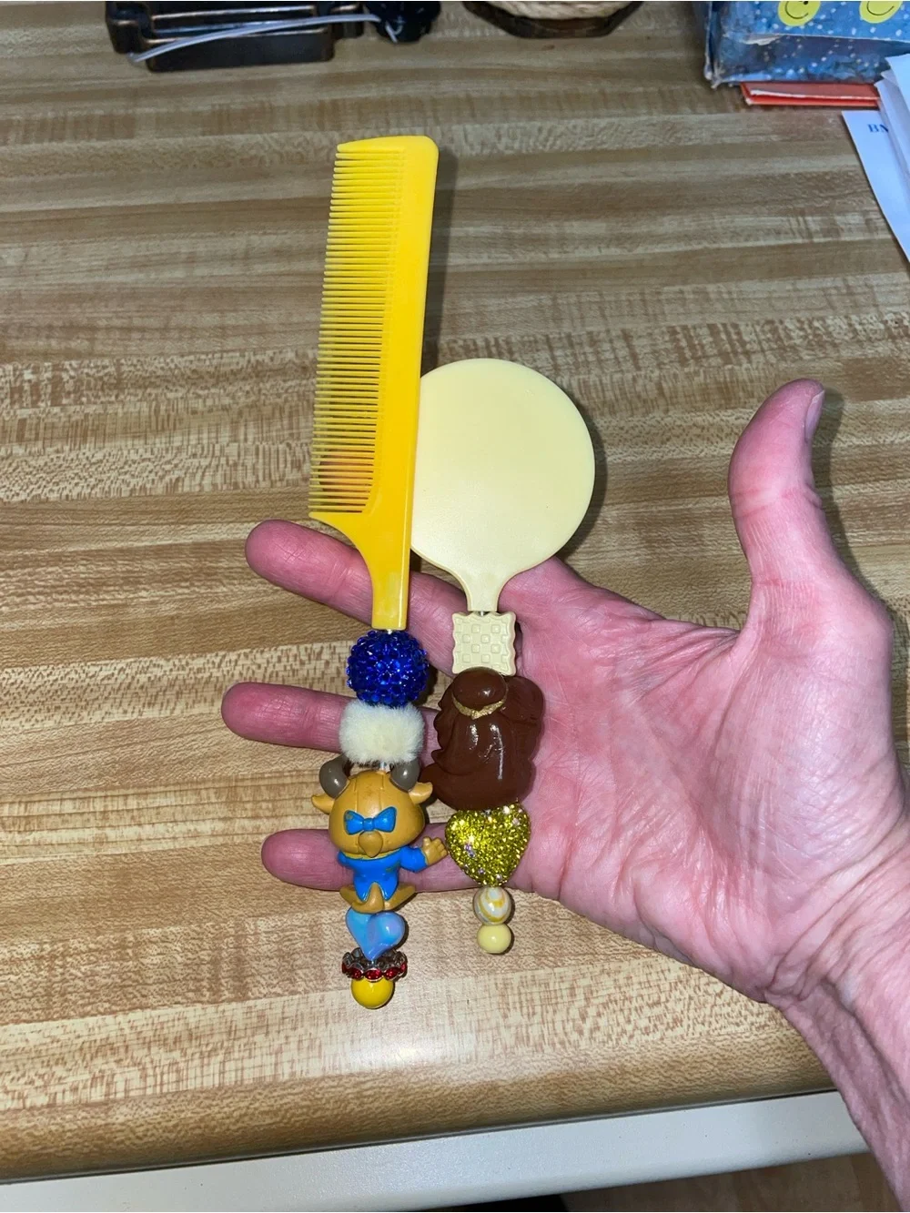 Beauty and Beast Children's Yellow Mirror and Comb Set.
